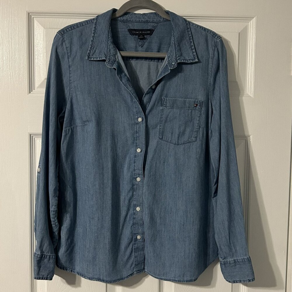 Women's, Tommy Hilfiger, Denim, Button Down Top, Size Large
